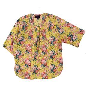 NWOT J.CREW x LIBERTY FABRICS Top 16 Multicolor Floral Pleated 1/2-Sleeve V-Neck